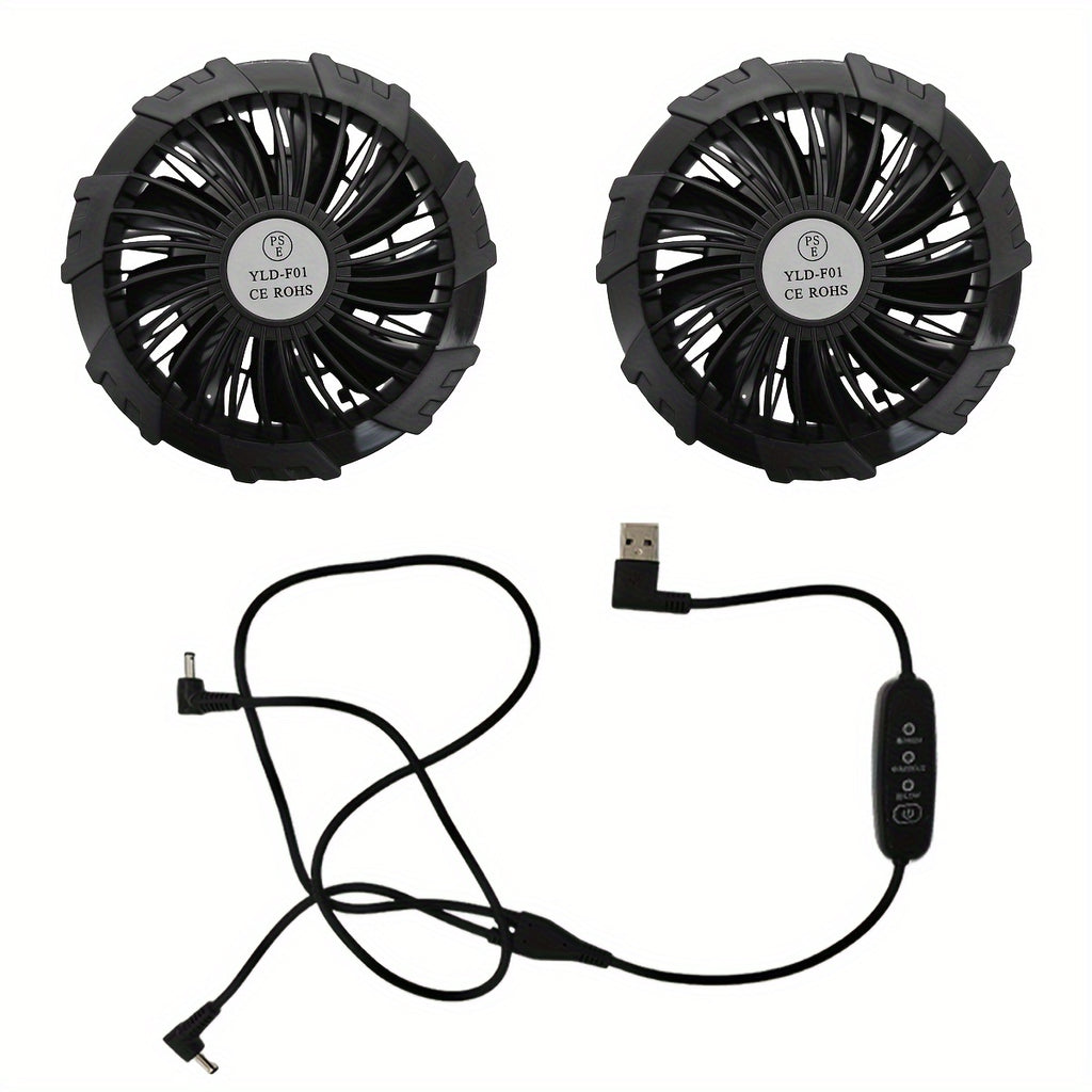 Fan Clothes Use 9-Blade Fan, High Airflow Brushless Motor, 5V USB Port Working Clothes Cooling Fan, 1 Pair