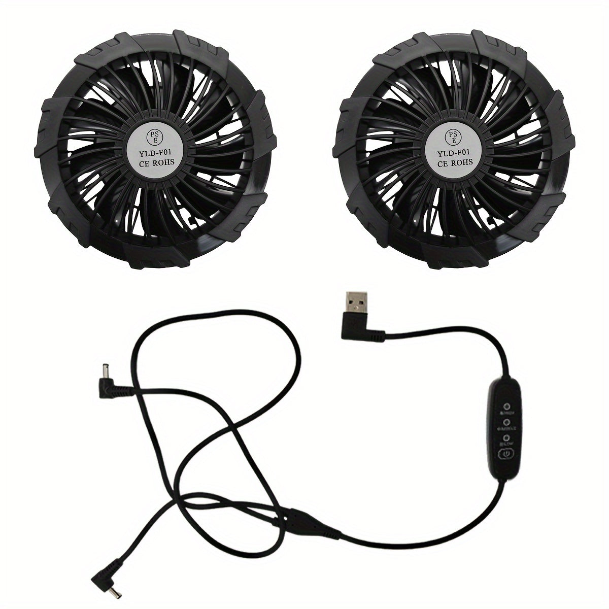 Fan Clothes Use 9-Blade Fan, High Airflow Brushless Motor, 5V USB Port Working Clothes Cooling Fan, 1 Pair