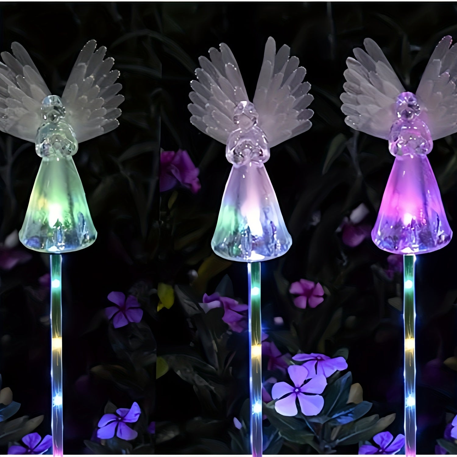 1个装/2个装太阳能七彩变色天使灯仙女灯庭院草坪灯圣诞节日万圣节装饰灯