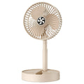 Retractable Foldable Desktop Fan, Portable Telescopic Design, Natural Cooling, Ideal for Home, Office, Balcony and Desk, Compact Stylish Fan (Beige / White)