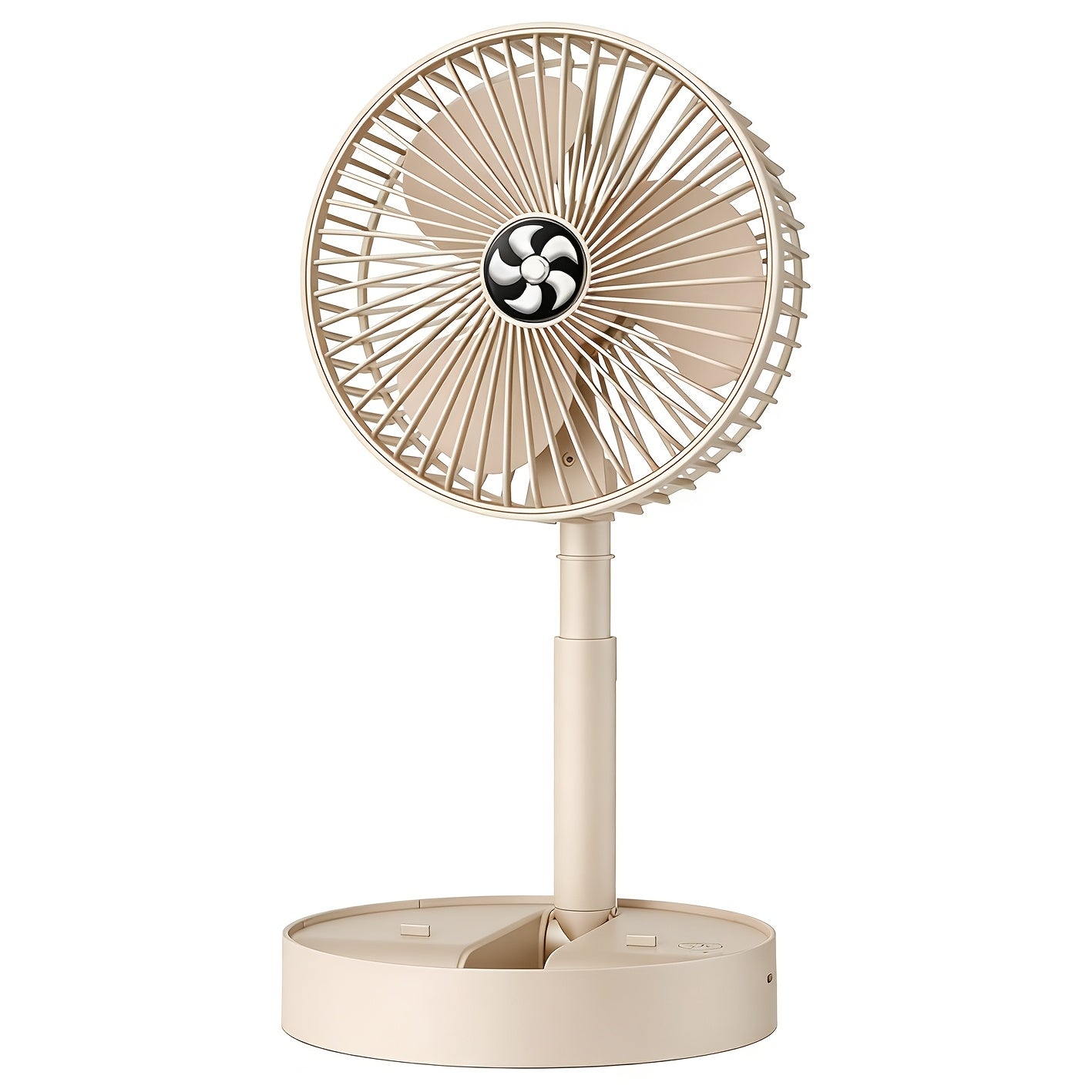 Retractable Foldable Desktop Fan, Portable Telescopic Design, Natural Cooling, Ideal for Home, Office, Balcony and Desk, Compact Stylish Fan (Beige / White)