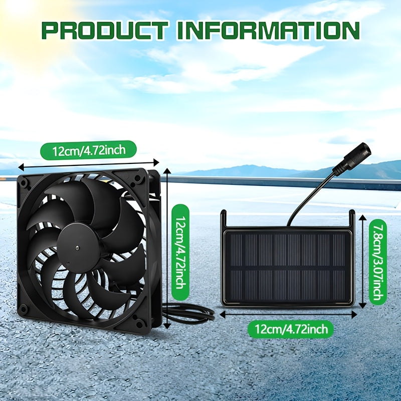 3W Solar Exhaust Fan, Detachable Solar Panel, No Battery Needed, Low Noise Bidirectional Ventilation System, Window Ventilation and Cooling for RVs, Chicken Coops, Greenhouses, Sheds and Pet Houses