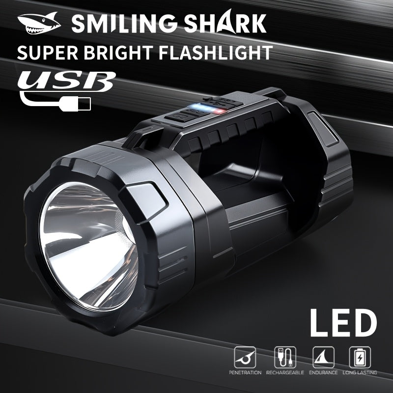 SMILING SHARK Rechargeable Spotlight Equipped With Ultra Bright LED Spotlight And COB Side Light Designed For Long Time Use Handheld Searchlight With Solar Panel