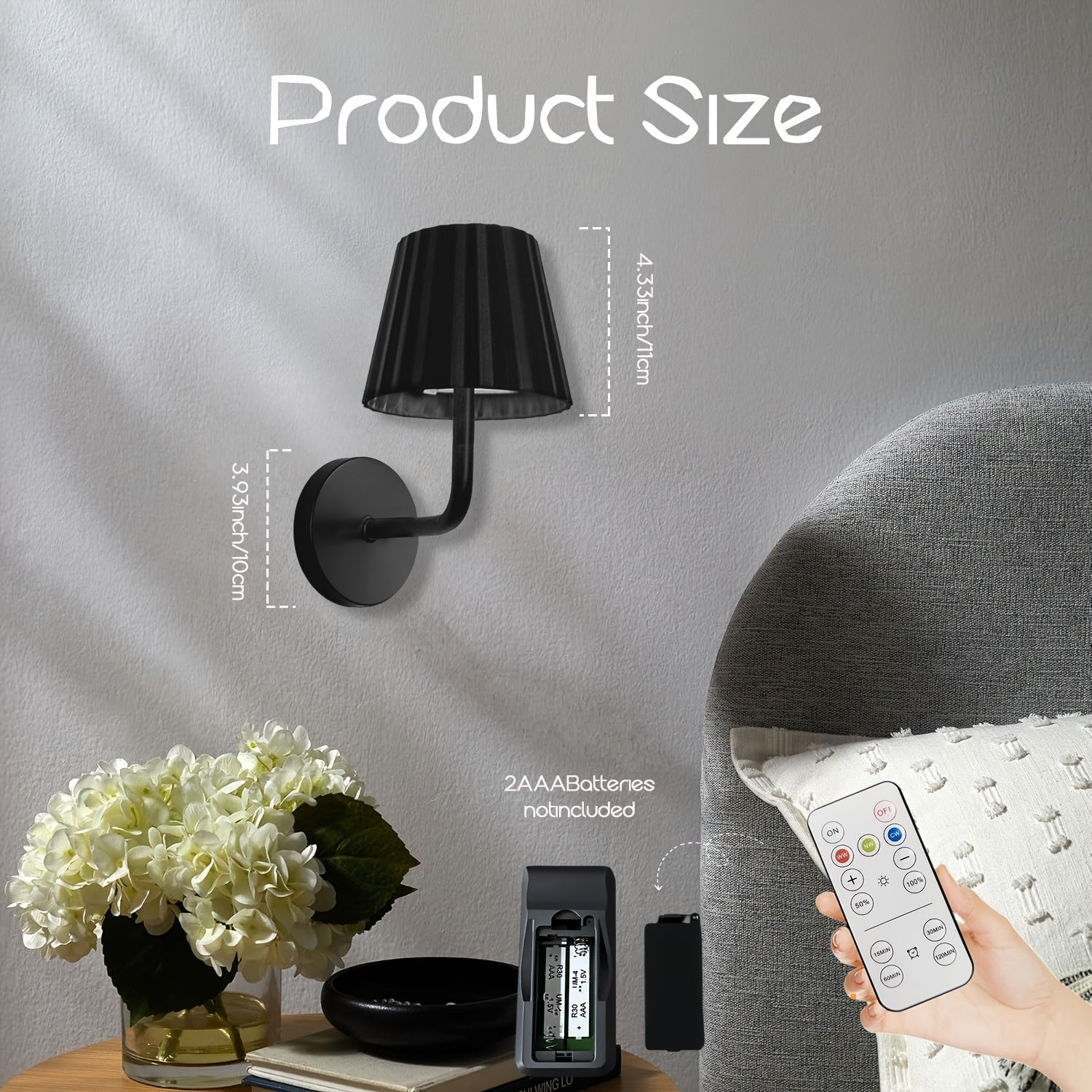 AIMLL Black Dimmable Rechargeable Desk Lamp, 800mAh Battery Capacity, Remote/Touch Control Dimming, Timer Function, Suitable for Office, Reading