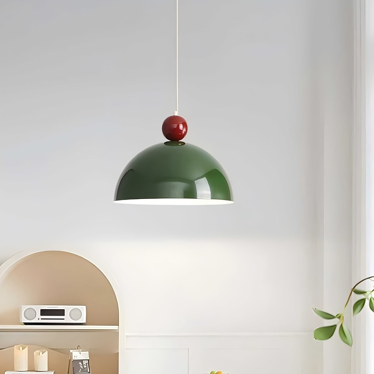 Modern minimalist multi-color semi-circular iron pendant light - suitable for living room, dining table, bar, beverage bar