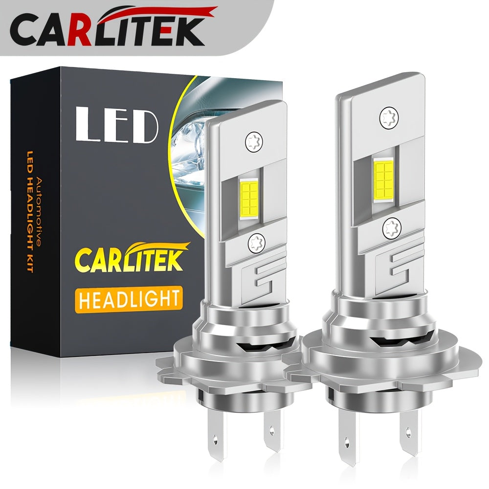 Carlitek 2个H7 H4 H3 H11 9006 LED车头灯泡 6500K,7035芯片,12V,即插即用,散热风扇,汽车照明升级,汽车爱好者