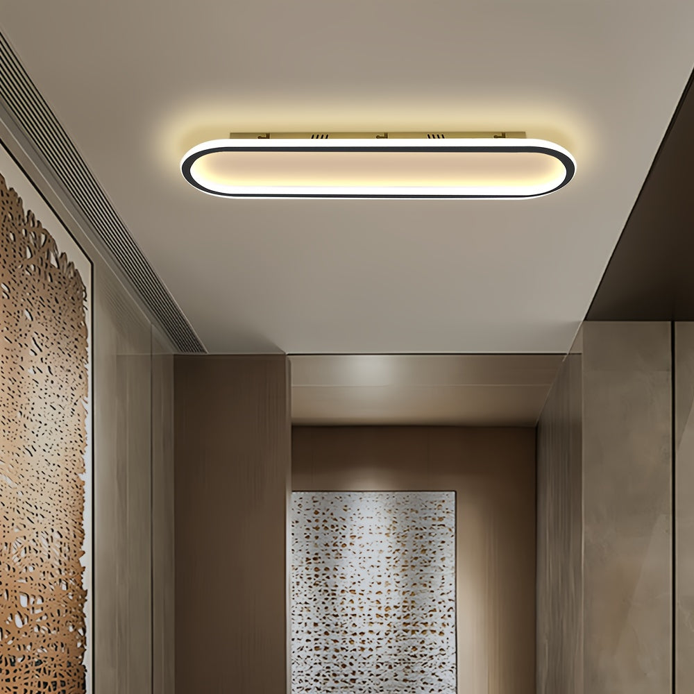 23.6-Inch Dimmable Ceiling Light, Long Oval Recessed Ceiling Light, Hallway Fixture, Black Ceiling Light, Slim Modern Ceiling Light, Suitable for Bedroom, Kitchen, Living Room, Dressing Room