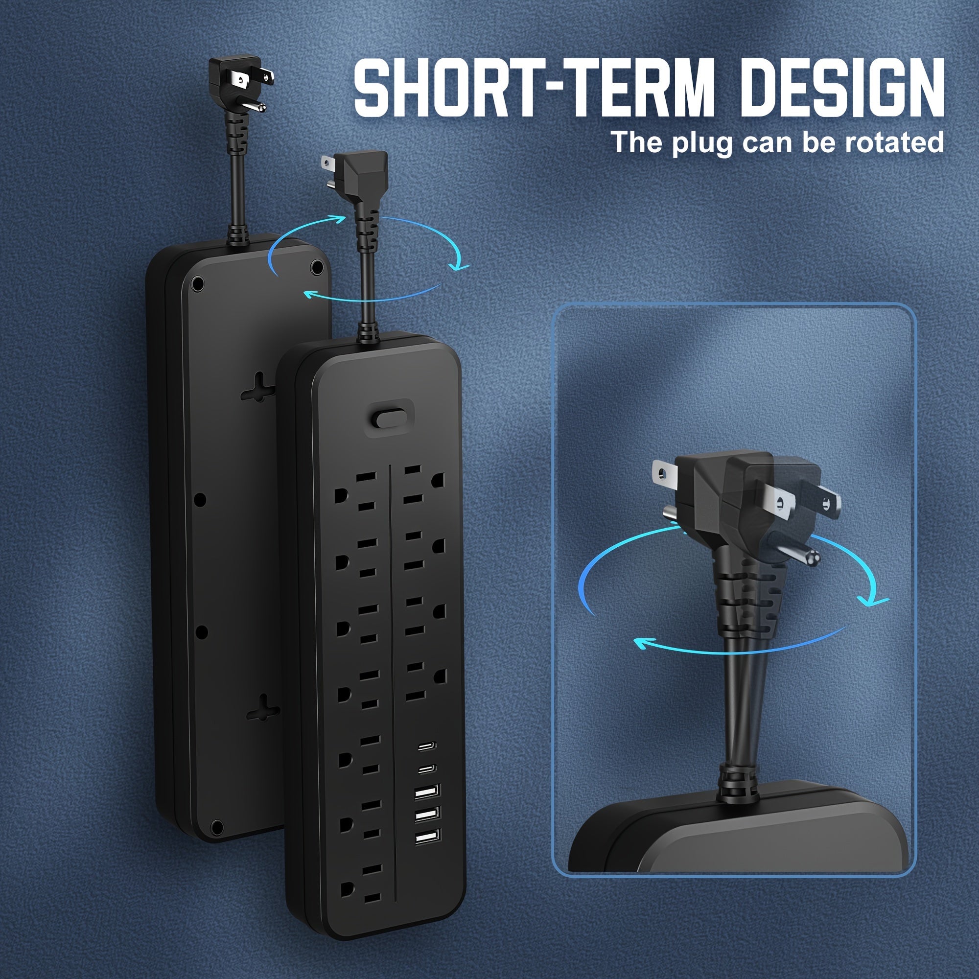 One 16-in-1 Power Adapter with 11 AC Outlets, 3 USB Ports, and 2 Type-C Ports. Compact Design, Wall Outlet Converter with Surge Protector, Portable and Convenient for Home, Kitchen, Dorm, and Office Use