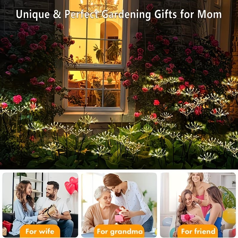 New Solar Fireworks Ground Insert Light, Path Light, Solar Fireworks Swing Light, Landscape Spotlight, Solar Dandelion Fireworks Fairy Light, Semi-Flush Plastic Courtyard Lawn Light, Durable Plastic Structure, Perfect for Courtyard and Garden Decoration