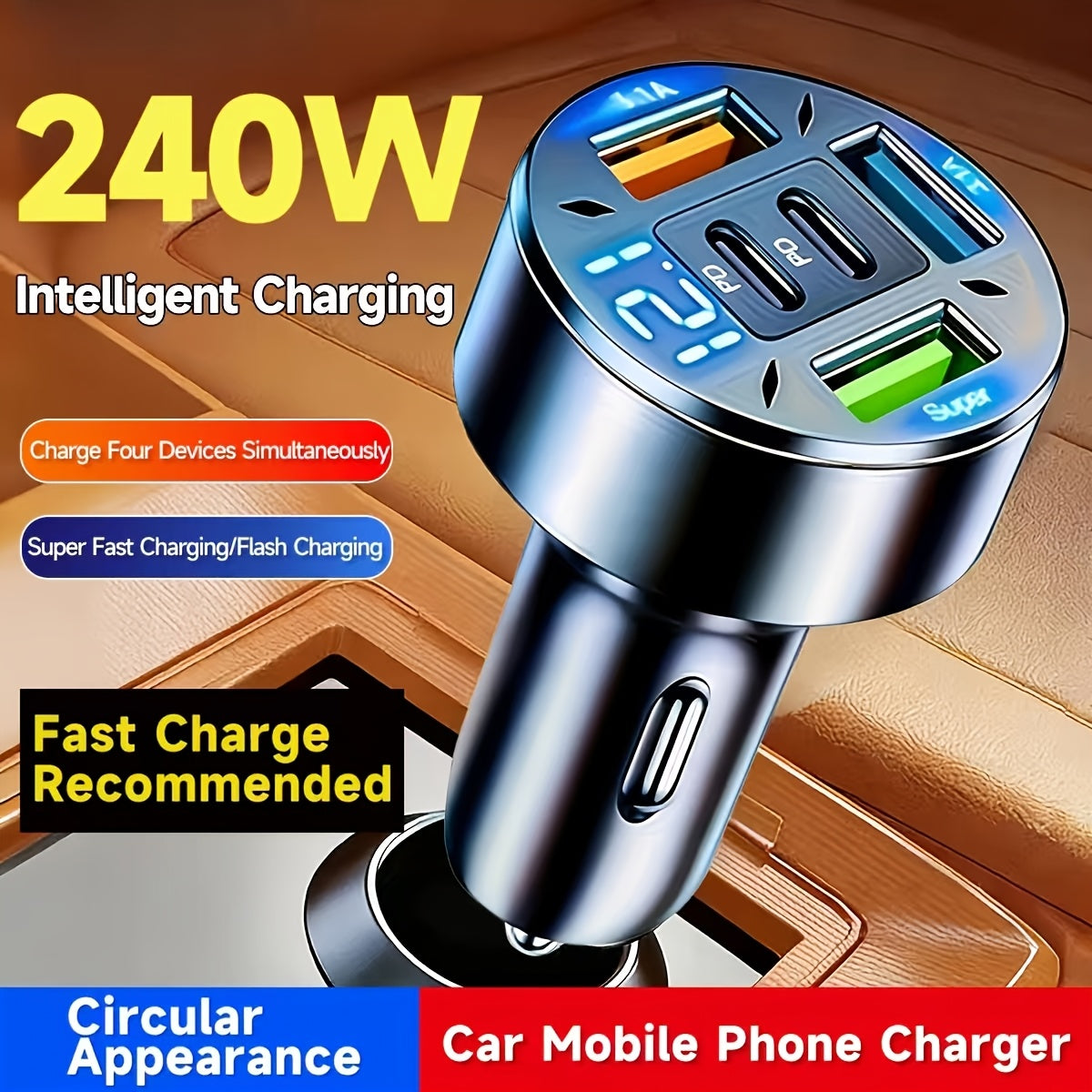 5-Port 36W USB C Car Charger with PD Fast Charging | Compatible with iPhone 12/13/14 Pro, Samsung, Xiaomi 11 - Perfect Holiday Gift