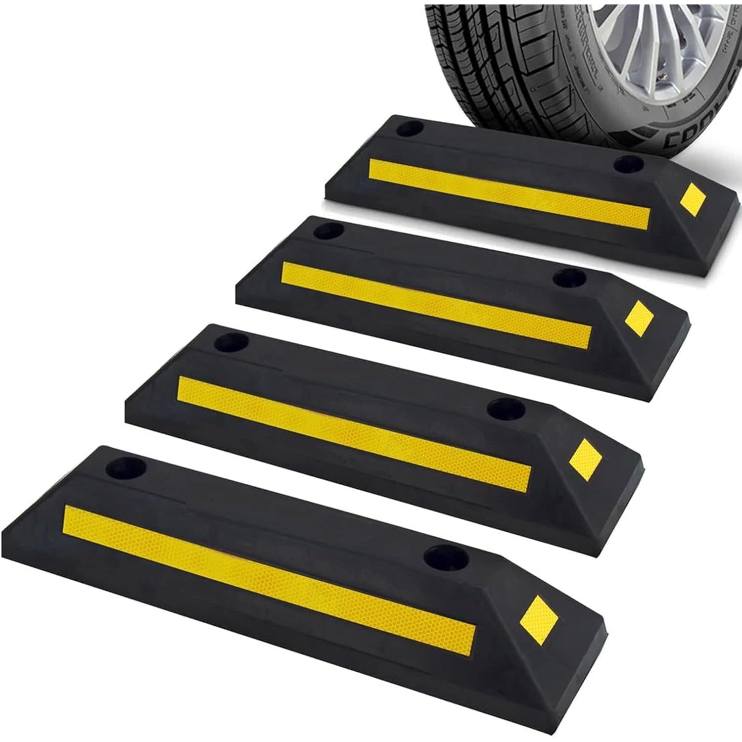 1/2/4 Pack, Garage Vehicle Floor Safety Heavy Duty Rubber Parking Curb Ramp Stop, For Car Van Truck Wheel Tire Chock Guide Guard Bumper Protection, Multiple Colors Available. Valentine's Day Gift for Men, Boyfriend, Husband & Partner