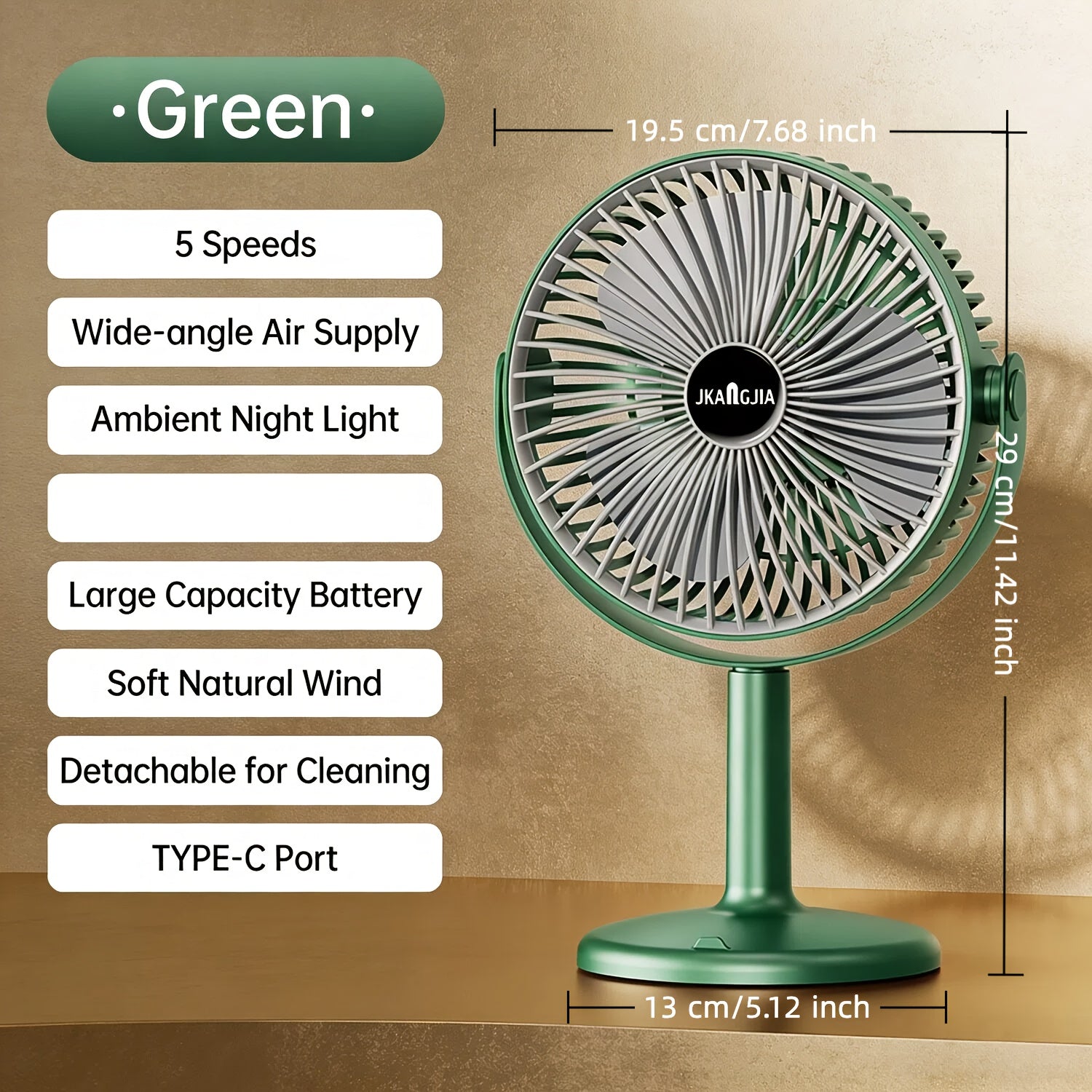 Multifunctional Adjustable Hanging & Desktop Fan | 5 Speed Levels, Built-in Light, USB Charging Port, 360° Adjustable, Triple Fan Design, High Power & Large Capacity Battery, Perfect Partner for Home, Bedroom, Living Room