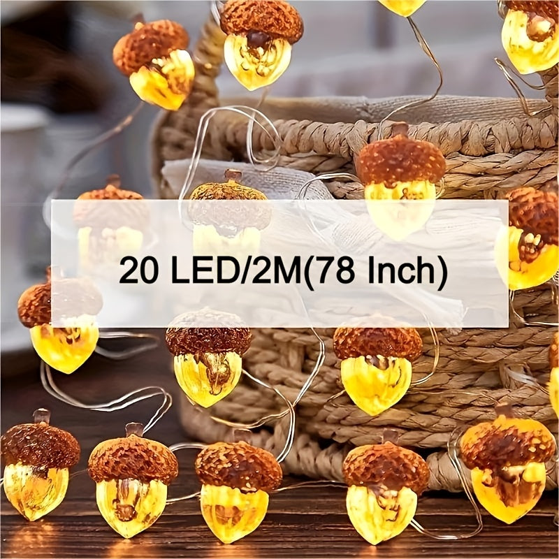 1入 10LED/20LED 可愛堅果造型燈串，迷人童話燈，非常適合居家照明、聖誕樹、萬聖節和感恩節派個裝飾。電池供電（不含電池）