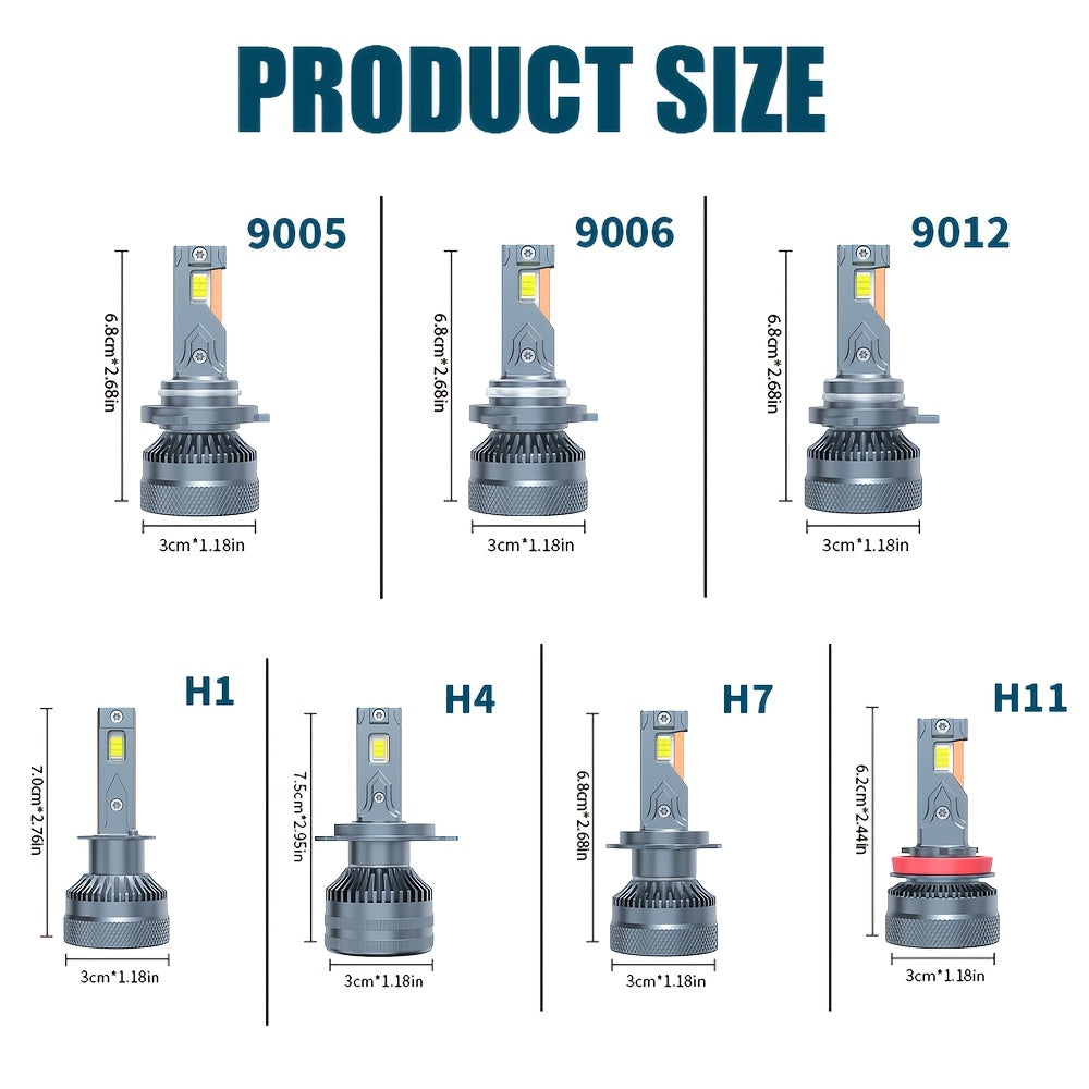 2pcs H1 H4/9003/HB2 H7/H18 H16/H11/H9/H8 9005/HB3 9006/HB4 9012/HIR2 LED 汽车大灯，800%高亮度 3570 CSP 芯片 240W 28400LM 远近光雾灯快速散热 即插即用，不含电池.O130