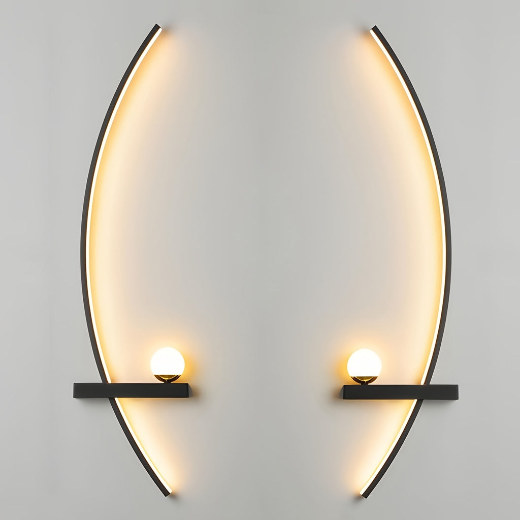 LED Metal Wall Light Bedside Indoor Decorative Curved Wall Sconce - 3 Color Temperatures, Modern Minimalist Linear Wall Light, Suitable for Bedroom, Hallway, Bedside, Living Room.