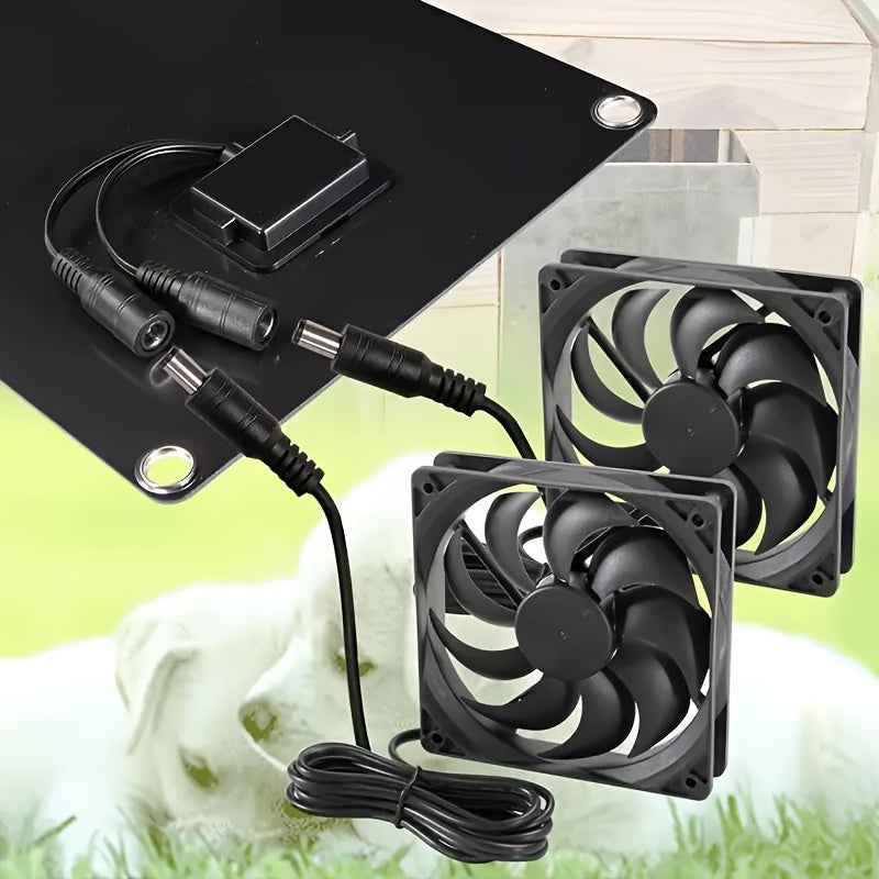 Mooye 1-Piece Solar Fan Kit for Chicken Coop and Pet House, 15W Solar Panel, Solar Powered, Ideal for Chicken Coop / Greenhouse / Shed Exhaust, Made of Insulated Material, Detachable PV Module, Easy Installation
