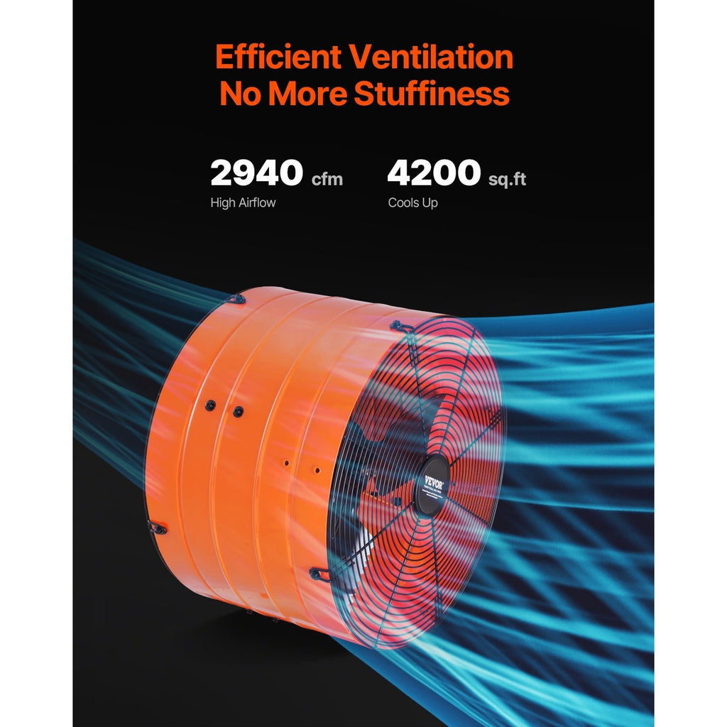 VEVOR 15"/16" Gable Mount Fan, 1300 CFM / 2940 CFM, Adjustable Thermostat Roof Exhaust Fan