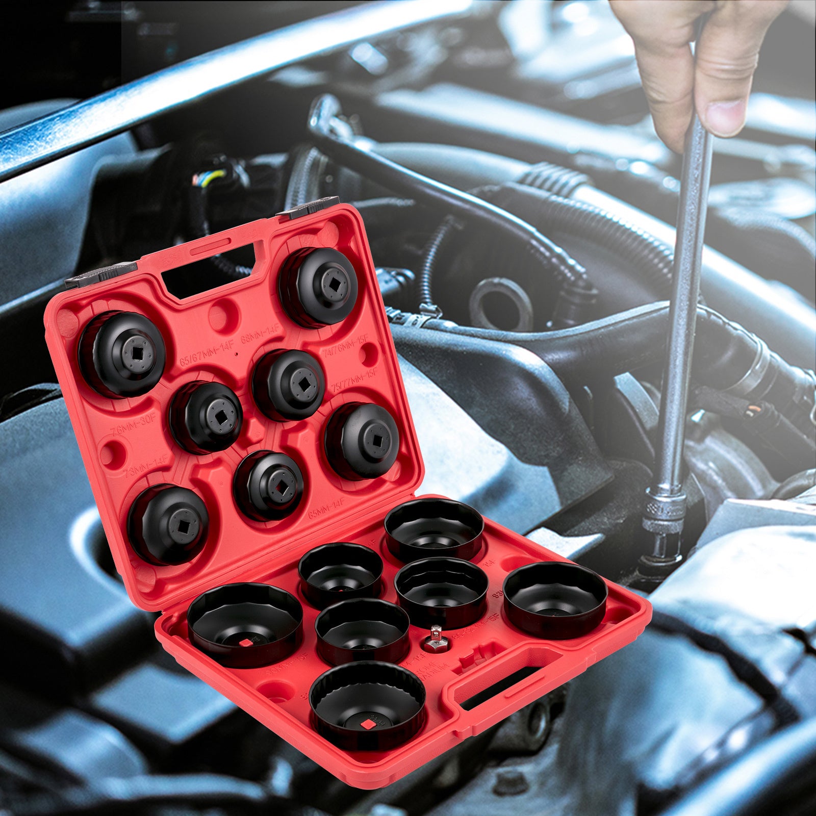 VEVOR Oil Filter Socket Set 14-Piece / 30-Piece Oil Filter Cap Wrench Set