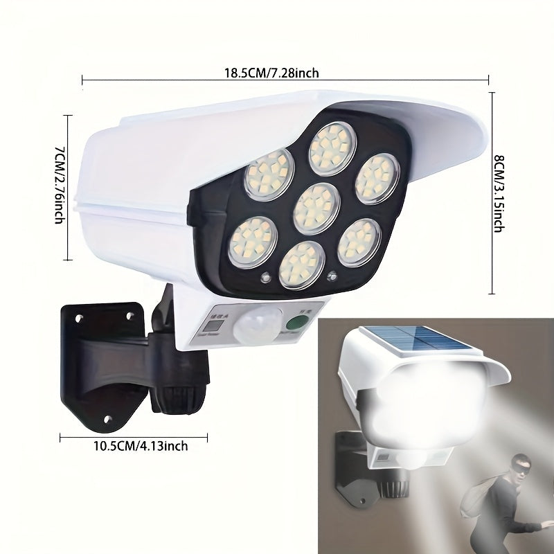 Set of 2 Solar-Powered Outdoor Motion-Activated Spotlights Featuring 77 Leds, a Wireless Security Camera Suitable for Home, Garden, Porch, And Driveway, Easy to Install, Made of Plastic, Solar-Powered Security Camera