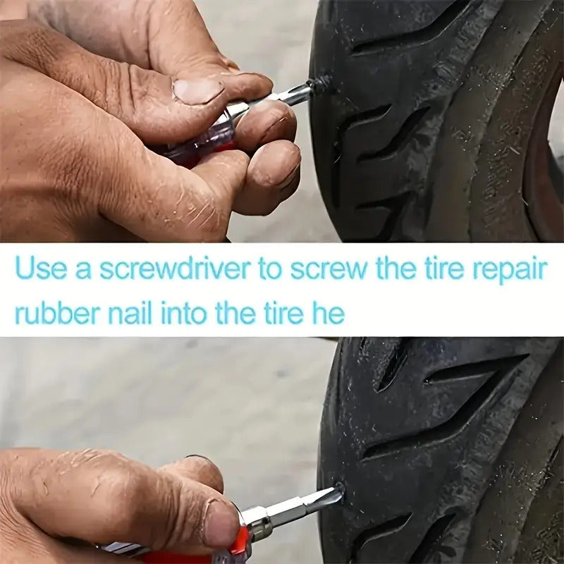 50-Piece Tire Repair Rubber Nails, Self-Service Rubber Screws for Fixing Punctures in Car and Motorcycle Tires