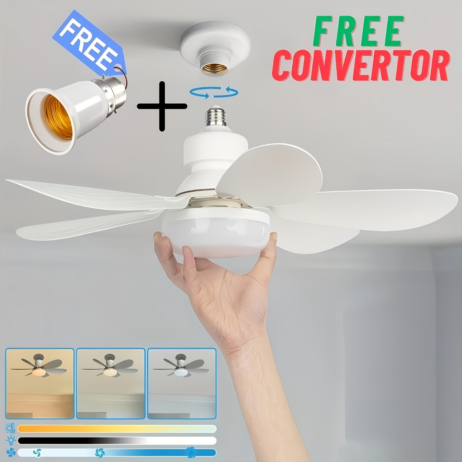 Sofucor 1 Piece 20" Flush Mount Ceiling Fan with Light, Remote Control, Small Ceiling Fan with Light, Timing & Dimmable 3 Colors, E26 Base Ceiling Fan, Ideal for Bedroom, Living Room, Garage, Kitchen