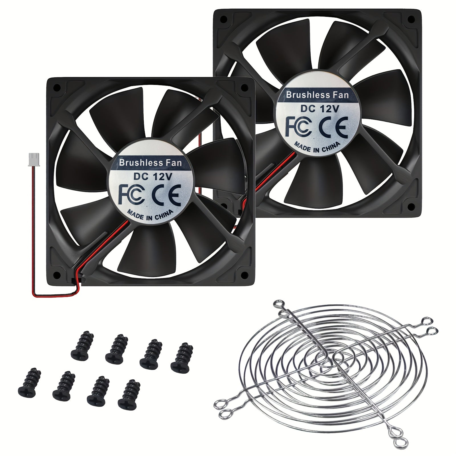 120mm×120mm×25mm DC 12V/24V Brushless Computer Case Fan, 2-Pin High Performance Cooling Fan