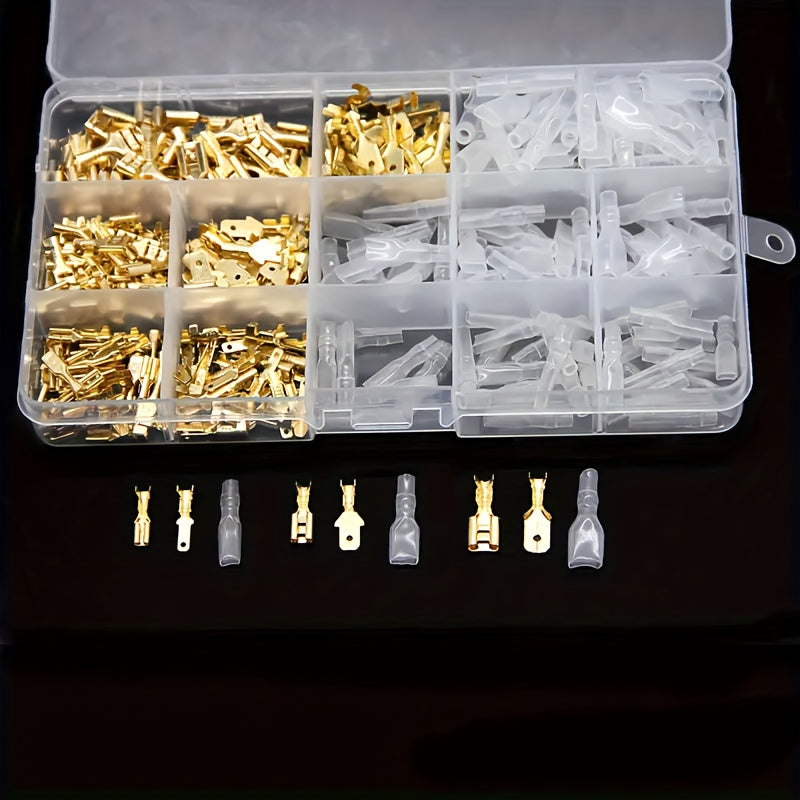 270/360-Piece 2.8mm 4.8mm 6.3mm Plug Spring Female/Male Spade Cold Crimp Terminals with Transparent Insulating Sleeve Connectors – Car Speaker Wire Connector Kit