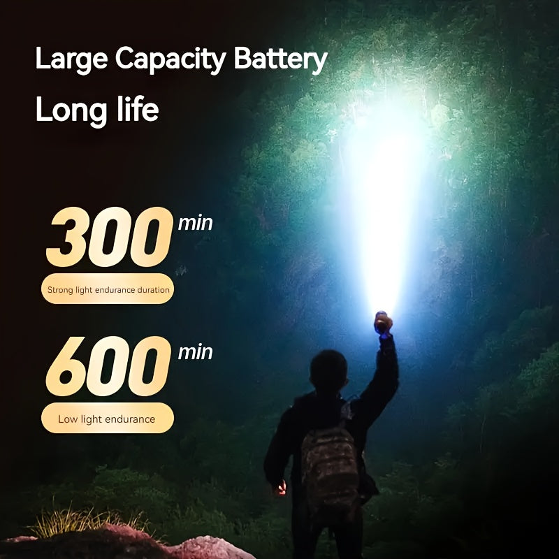 Philips Outdoor Ultra-Bright Flashlight, Matte Surface for Comfortable Grip, 4-Level Dimming Modes, Smart Battery Level Display for Long Battery Life, Portable Multi-Functional Flashlight for Home & Camping - Type-C Charging