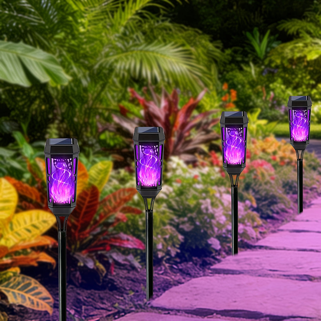 8/12pcs Outdoor Solar Flame Light, Solar Path Light, Solar Lawn Light, Solar Garden Light, Solar Lighting, Suitable for Courtyard, Villa, Shed, Patio, Party, Halloween, Christmas, Thanksgiving and Other Lighting Decoration