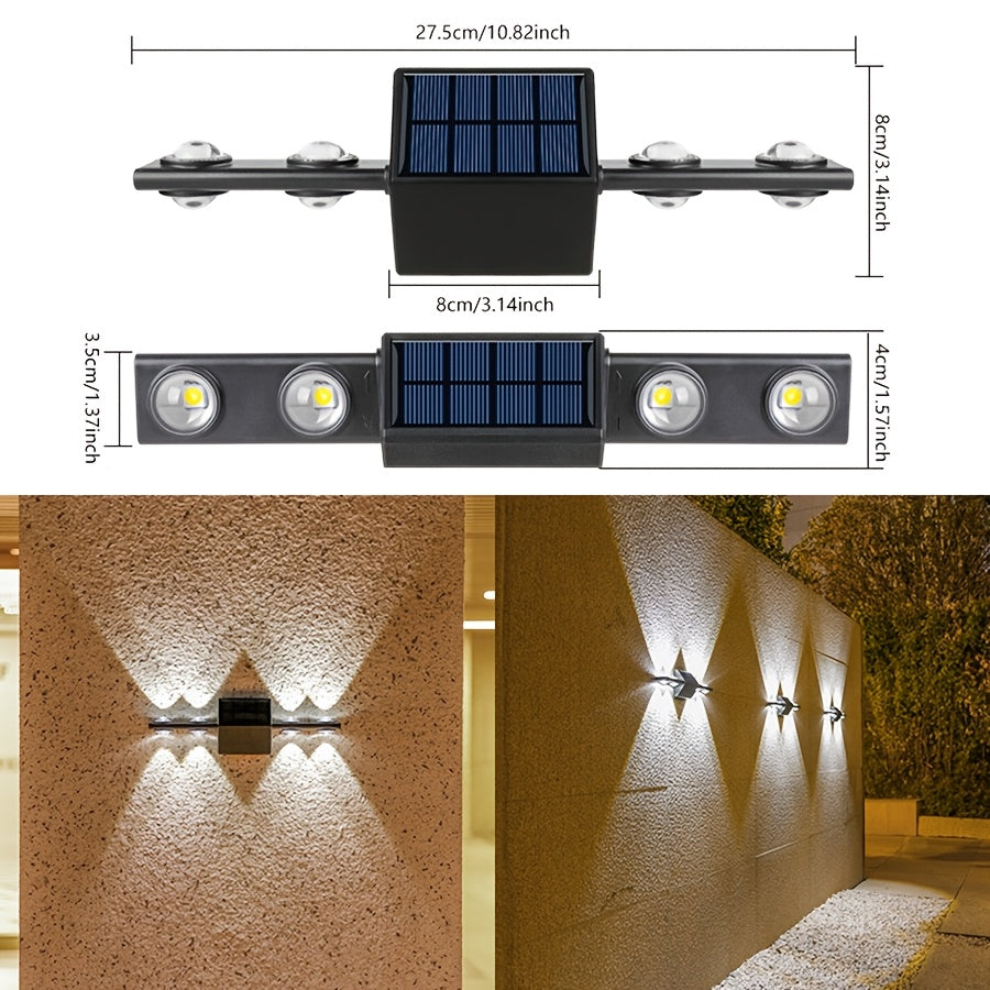Solar Assemble Convex Mirror Wall Light Exterior Wall Light LED Outdoor Lighting Solar Garden Light Wall Light Decorative Landscape Light for Courtyard, Garden, Fence, Deck, Wall, Holiday Decoration