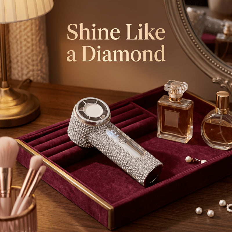 New Rhinestone Turbo High-Speed Handheld Fan, 100-Step Stepless Speed Regulation, Must-Have for Outdoor Travel & Activities, Portable Mini Fan with Strong Wind & Long Battery Life