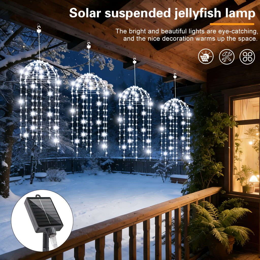 4-Pack Solar Jellyfish Light, Semi-Circular Jellyfish Shaped Light, 8 Lighting Modes, Outdoor Home Garden Decoration, Wedding Decoration, Create Romantic Atmosphere, Christmas Decorative Light, Outdoor Lantern, Hanging Light
