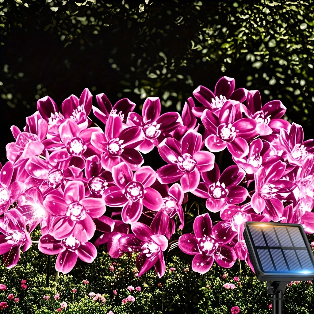 Solar Cherry Blossom String Light 100/50/20 LED Beads Flower Decorative Fairy Light Outdoor 8 Modes IPX4 Waterproof Fence Lawn Garden Trees Wedding Halloween Christmas Decorative Light