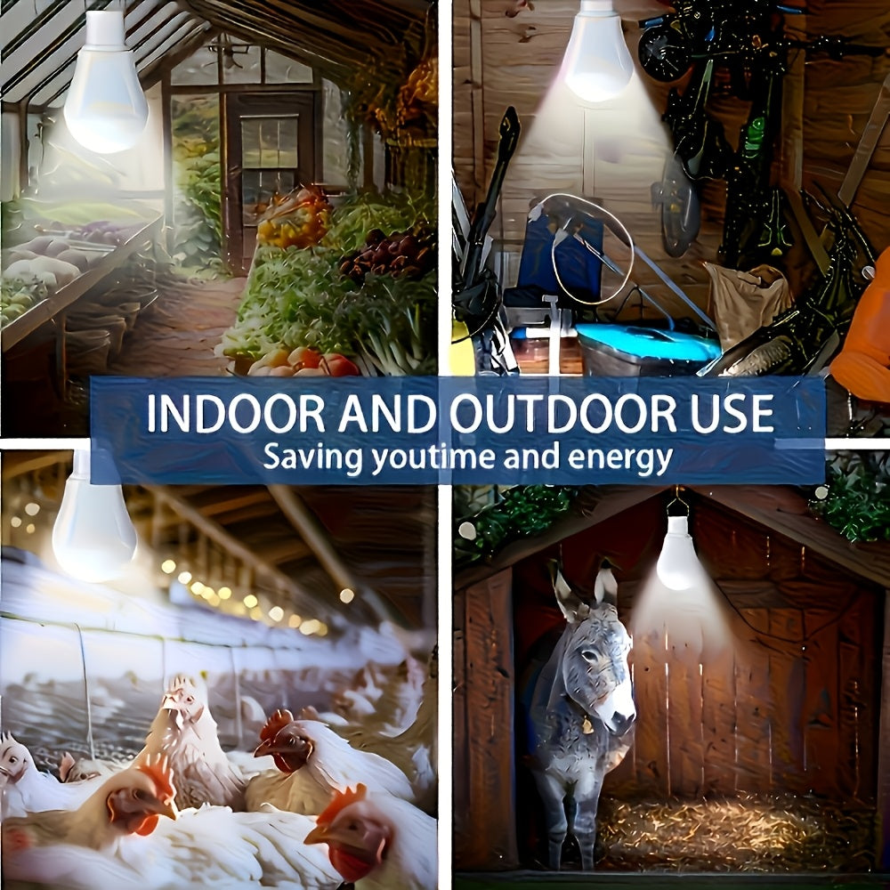 4-pack solar bulbs, solar-powered portable emergency LED bulbs, solar floodlight, suitable for camping, tents, indoor/outdoor use, sheds, night fishing, chicken coops