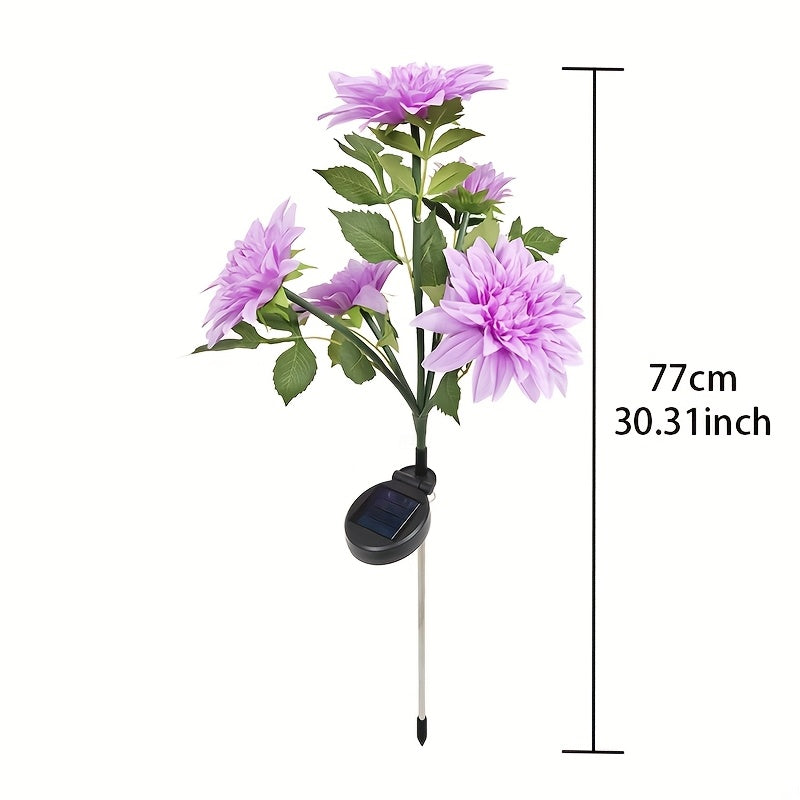 3-Piece Mixed 5-Head Solar White Light Dahlia Flower Light, Suitable for Holiday Garden, Patio, Lawn, Corridor and Other Scene Decoration
