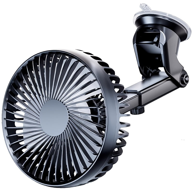 Suitu Car Suction Cup Fan, Powerful USB Car Fan, Household Turbo Fan, Single Rotatable Head, Multi-use as Desktop / Tabletop / Car Air Circulation Fan, Stylish Appearance & Durable Structure