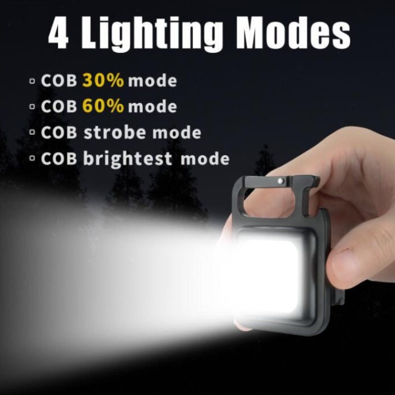 New USB Rechargeable COB Work Light, Portable Multifunctional Flashlight, Keychain Light, Outdoor Mini Light