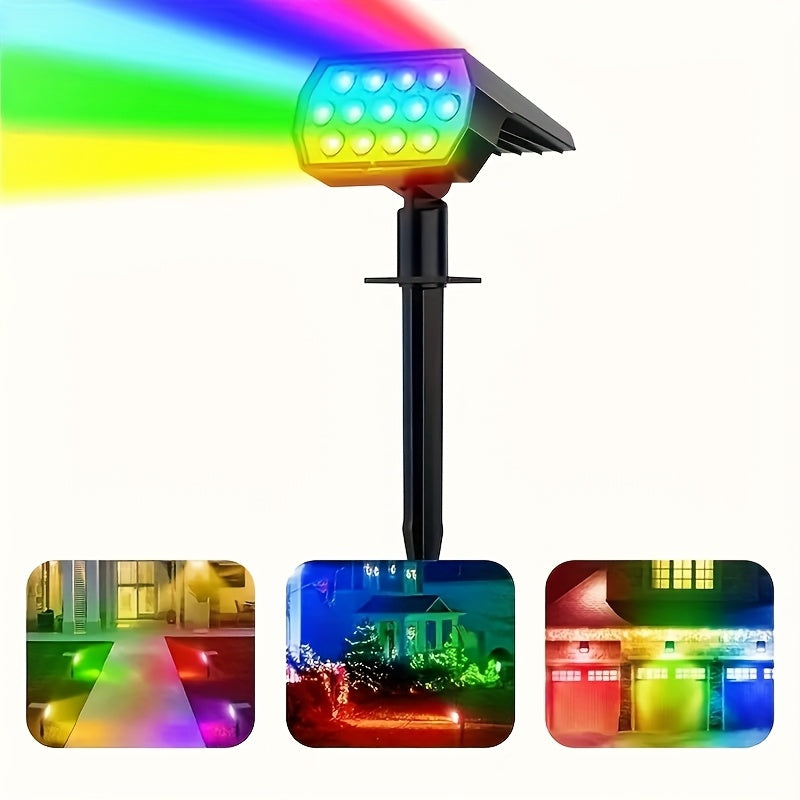 6-Piece Solar Courtyard Light IP65 Protection Rating 7 Lighting Modes RGB Color Changing Solar Landscape Spotlight 13 LED Warm White Light Garden Light – Perfect Choice for Halloween Christmas Decoration