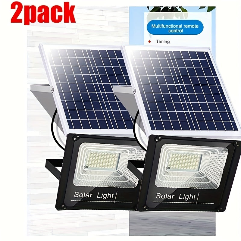 2-Pack Solar Floodlight 170LED Wall-Mounted Security Lighting Dusk to Dawn Automatic On/Off Solar Semi-Flush Mount Light Suitable for Yard, Courtyard, Garden, Cabin, Lodge, Porch