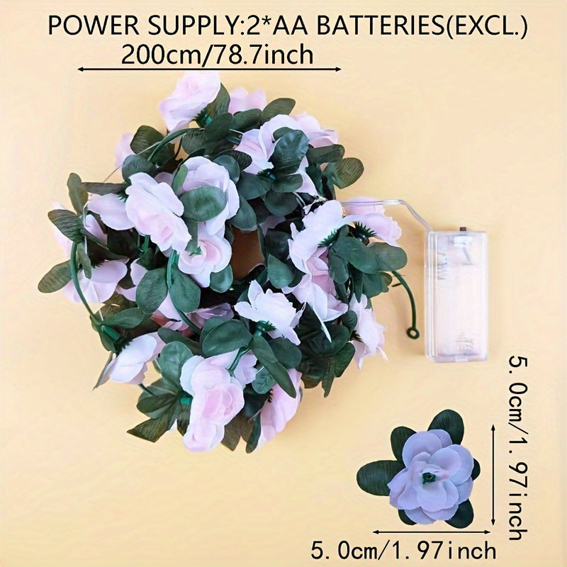 1pc LED玫瑰花串灯 | 粉色花卉设计，带温暖的光芒 | 6.5英尺，20灯 | 电池供电，节能 | 非常适合婚礼、万圣节、圣诞节、情人节、母亲节、毕业季、节日派对氛围装饰和家居装饰 | 塑料花 | 按钮控制 | 不需要插头，婚礼装饰 | 桌面照明装饰 | 真实的塑料花，婚礼配件