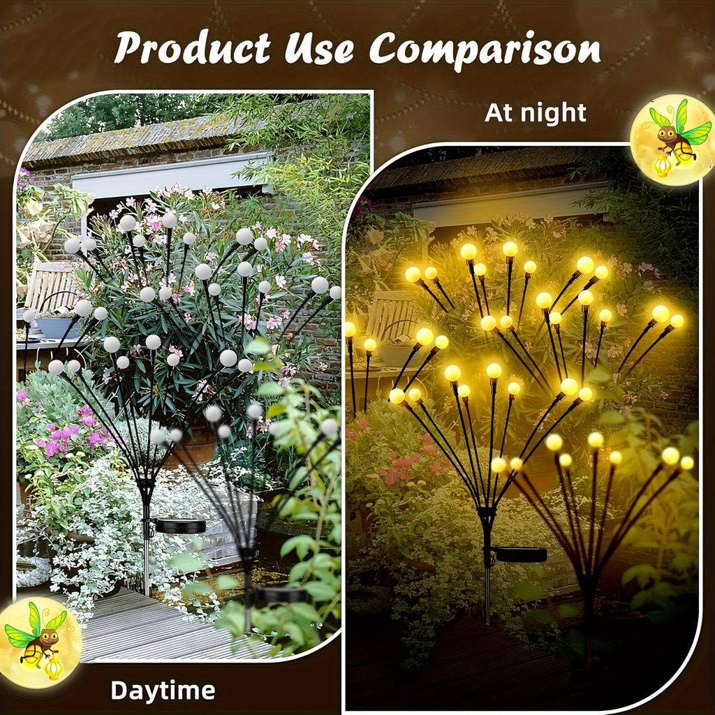 8 LED, 2-Piece Solar Garden Light, Solar Spinning Light, Wind Spinning, Solar Lawn Light, LED Wind-Powered Firefly Ball Spike Light, Garden Decoration Holiday Light