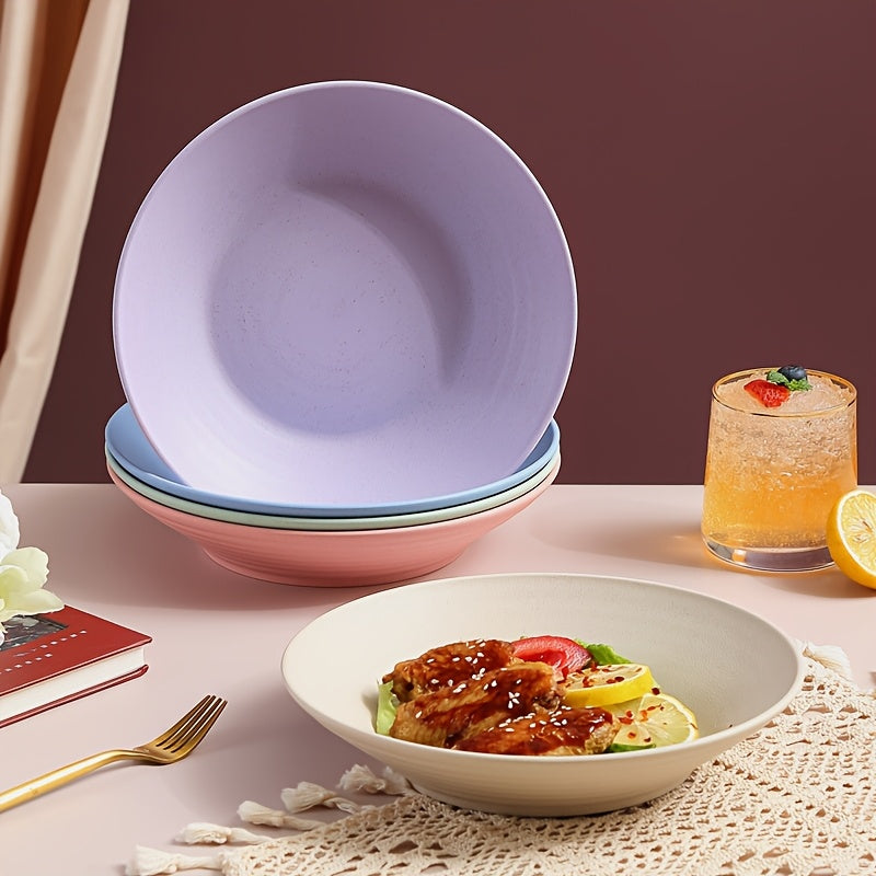 5 Pieces, 9-Inch Deep Large Capacity Dinner Plate, Pasta Plate, Dessert Plate, Salad Plate – Perfect for Home, Dormitory, Kitchen, Restaurant, Parties – Tableware Accessories, Kitchen Supplies – 5 Colors
