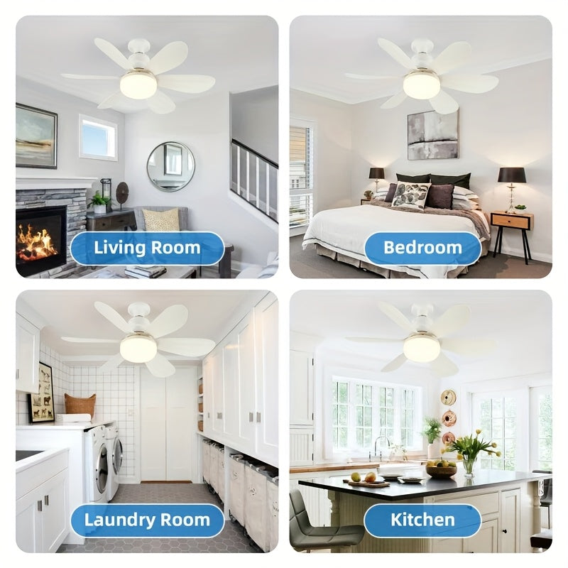 20.5 Inch Smart Ceiling Fan Light with Remote Control, LED Lighting, 3-Speed Low Noise Airflow, 3 Color Temperatures 3000K-6500K, E26/E27 Base Fan Light, Tool-Free Installation & Timing Function, Ideal for Bedroom