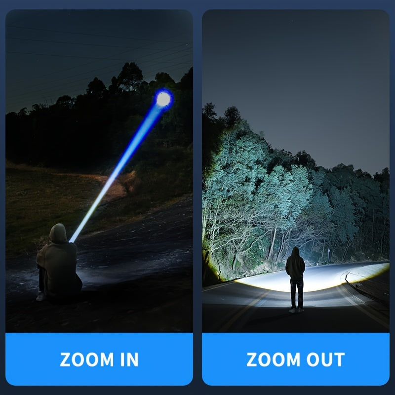 1 Unit of The SMILINGSHARK SD1023 Portable LED Flashlight, Featuring a Super Bright Handheld Zoomable Design, USB Rechargeable Capability, Colorful Appearance, a Hook Lock Feature, And Functions As a Power Bank