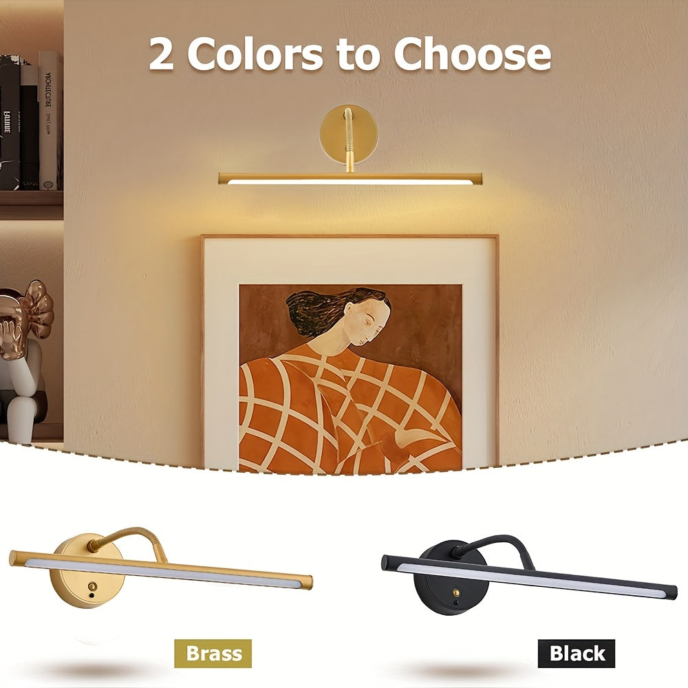 LED Art Picture Light, Rechargeable Remote Control Wall Picture Light, 3-Color Adjustable Color Temperature, Magnetic Installation, Optional Black/Gold Housing – Suitable for Wall Washing, Photography, Murals, Artwork and Display Lighting