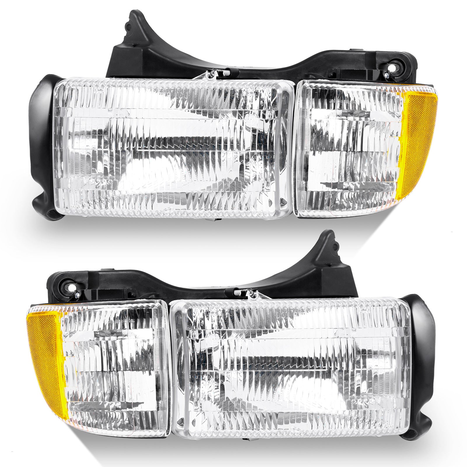 Headlight Assembly for Dodge RAM 1500/2500/3500 (1994-2002) - Direct Replacement Headlight with Clear Lens (Bulbs Not Included), Compatible with Part Numbers 55076749AD/AO, 55076748AD/AO, for Pickup Trucks
