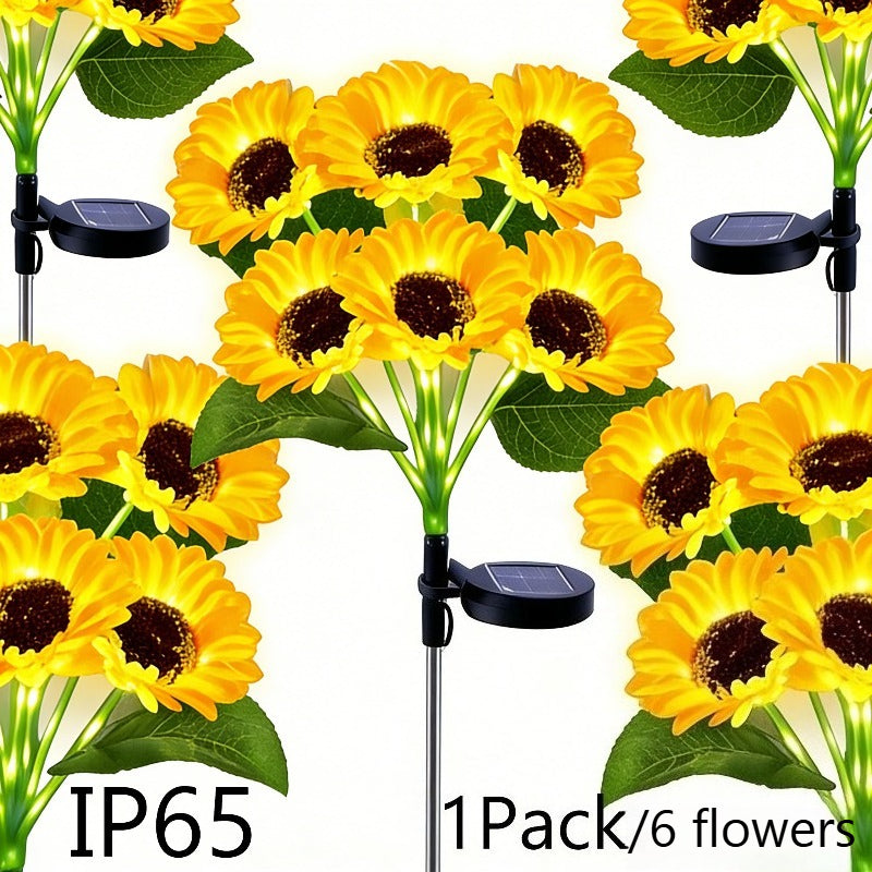 1Pc/6 Flowers Solar Sunflower Garden Light - Solar Flower String Light, Outdoor Solar Light for Parties, All-Season Garden Decoration, Courtyard and Lawn Decoration, Mother‘s Day, Father’s Day, Thanksgiving, Christmas, New Year Decoration