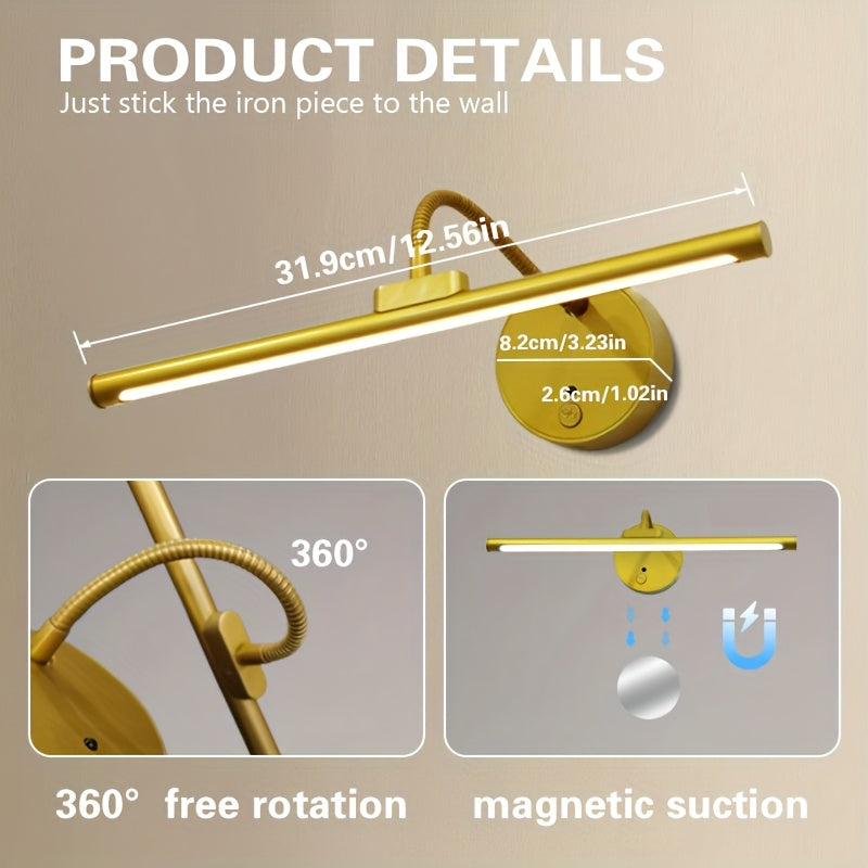 One remote control modern gooseneck smart cabinet light, dimmable timer office lighting lamp, three-color adjustable with charging cable, home picture frame living space 3000/4000/6000K