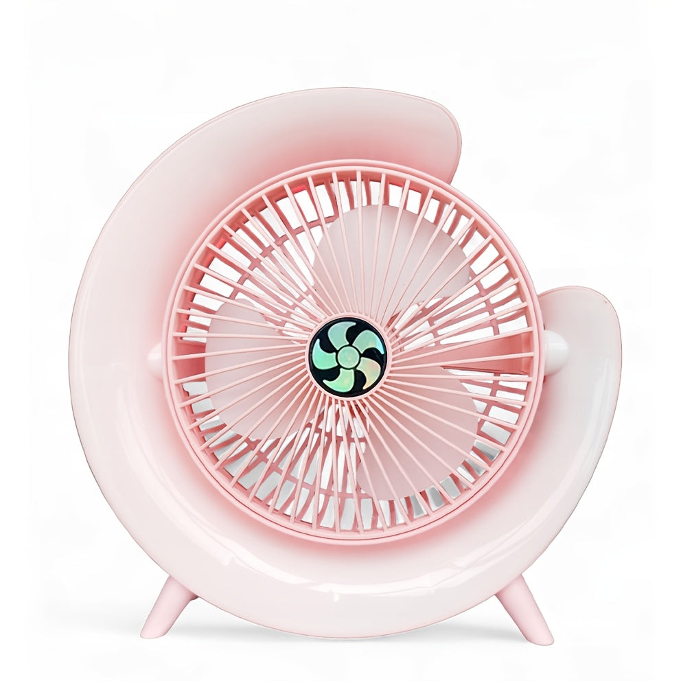 Colorful RGB Desktop Mini Fan, 3 Speed Levels, 1800mAh Long Lasting Rechargeable Battery, 9 Ambient Light Modes, Quiet Low Noise Design, Compact & Portable, Durable PP Material