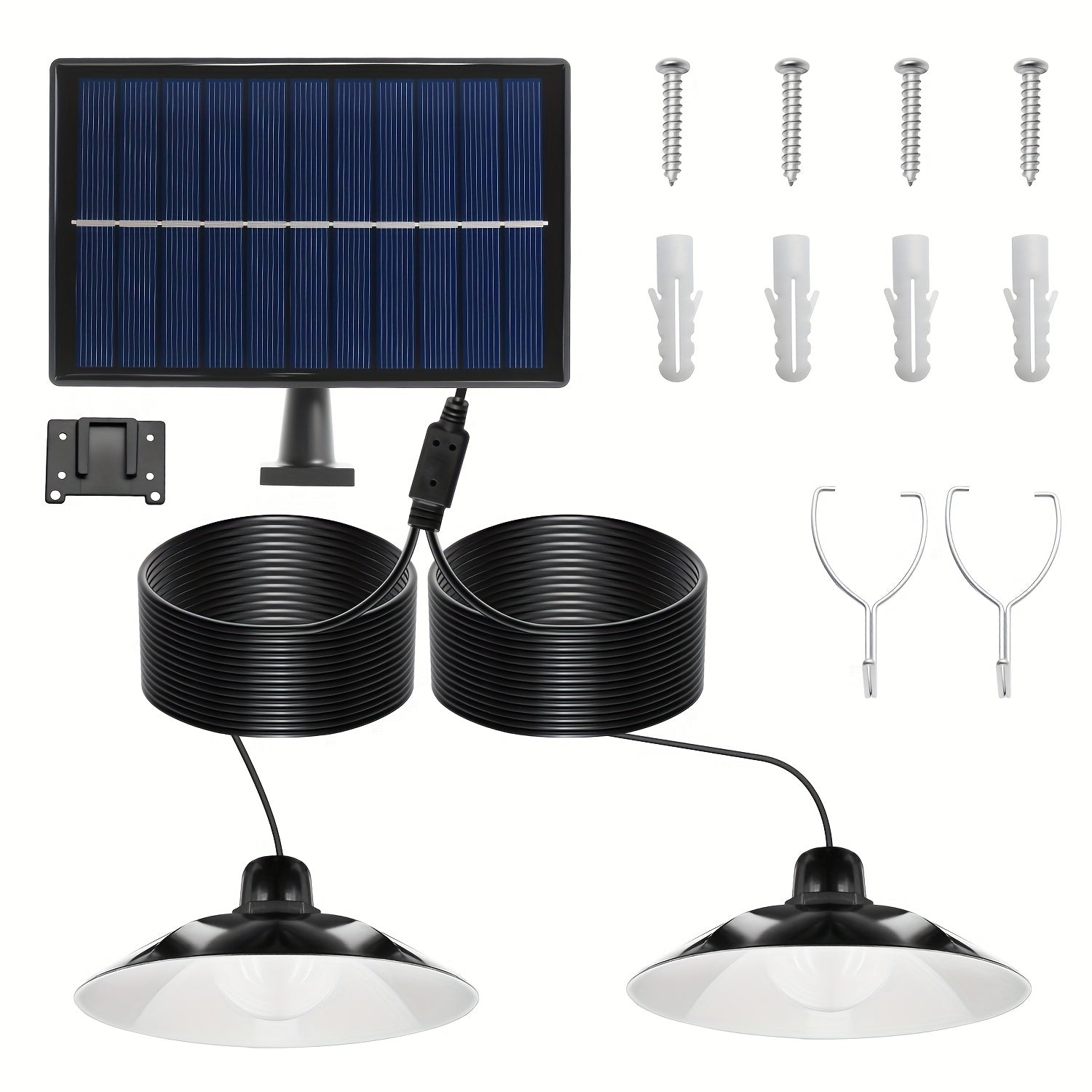 Dual-Head Hanging Light, Solar Powered, Indoor/Outdoor Universal - Classic Barn Style with On/Off Sensor - Perfect for Patio, Garage, Kitchen and Living Room